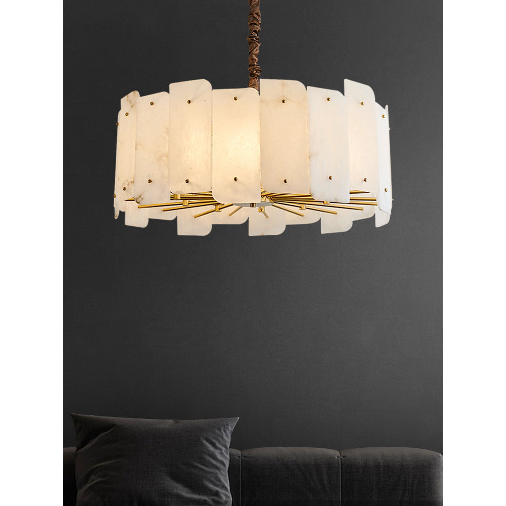 Zoe Postmodern Luxury Tiered Alabaster Chandelier
