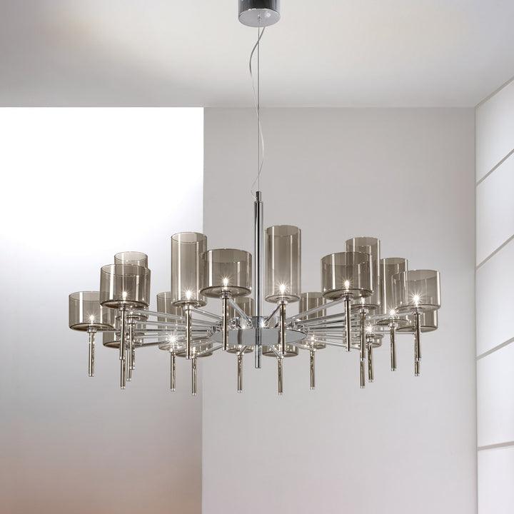 Zonia Chandelier Glass Cylinder Array Chrome