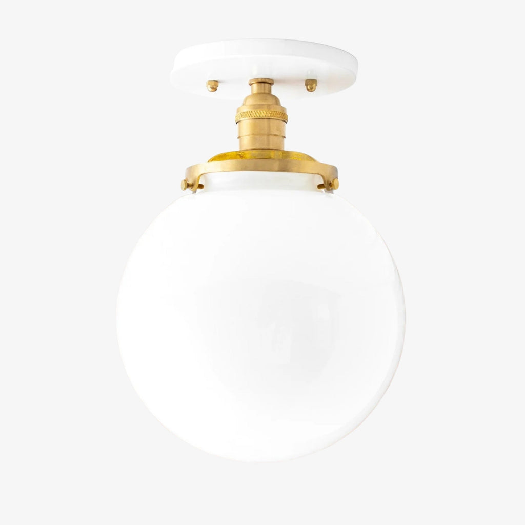 Pearl Glass Mid Century Flush Ceiling Light