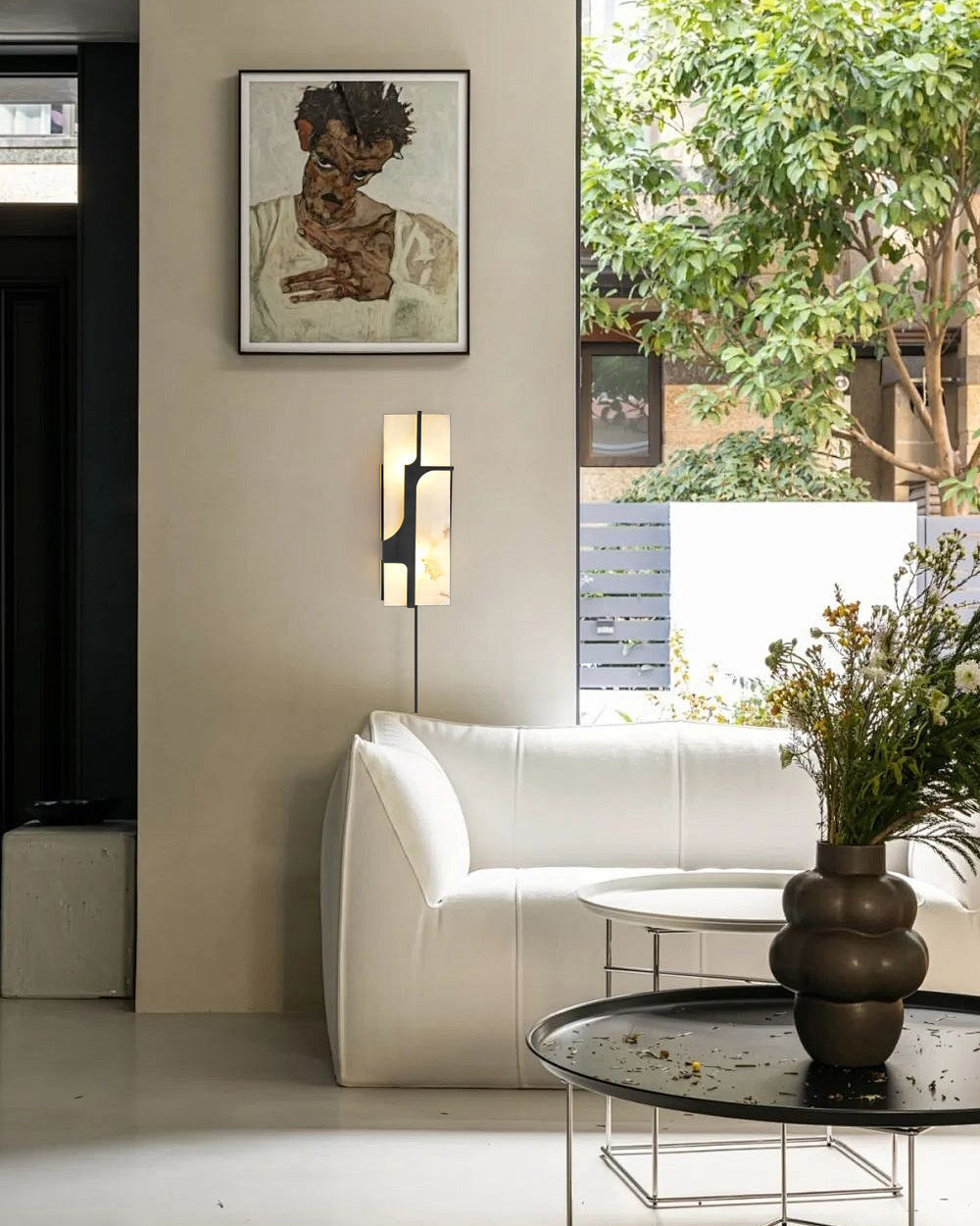 Ariel Wall Lamp Plug-In Bronze & Alabaster