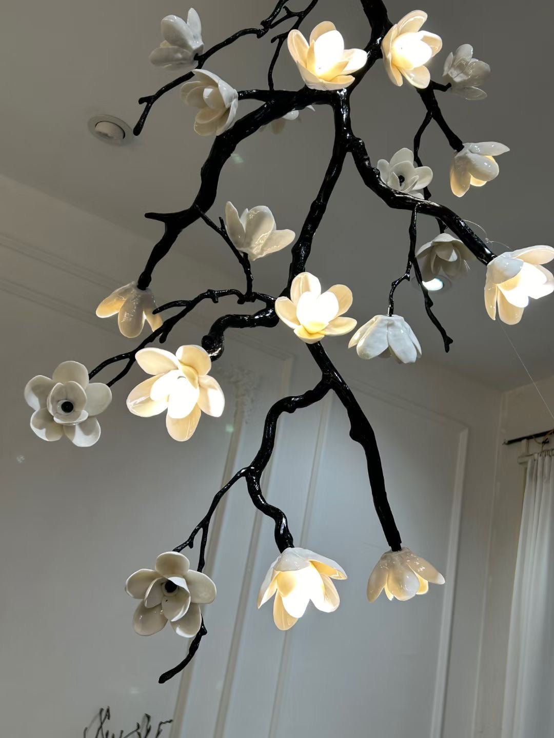 Lustra Chandelier Black Branch Flower