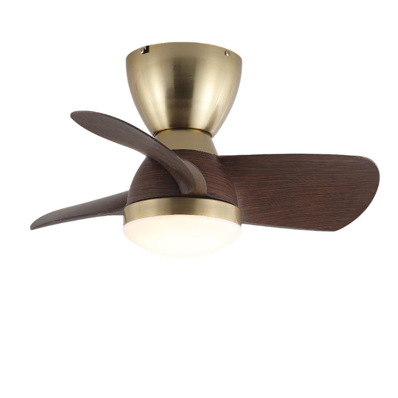 Elora Minimalist Brass Wood Ceiling Fan Light