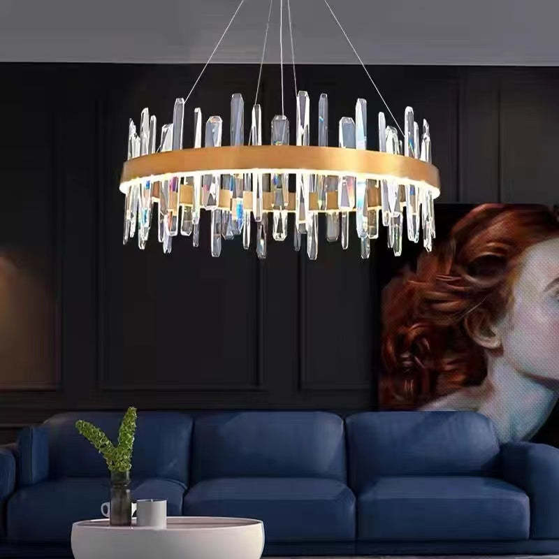 Kristy Modern Crystal Ring Chandelier, Stainless Steel & Crystal