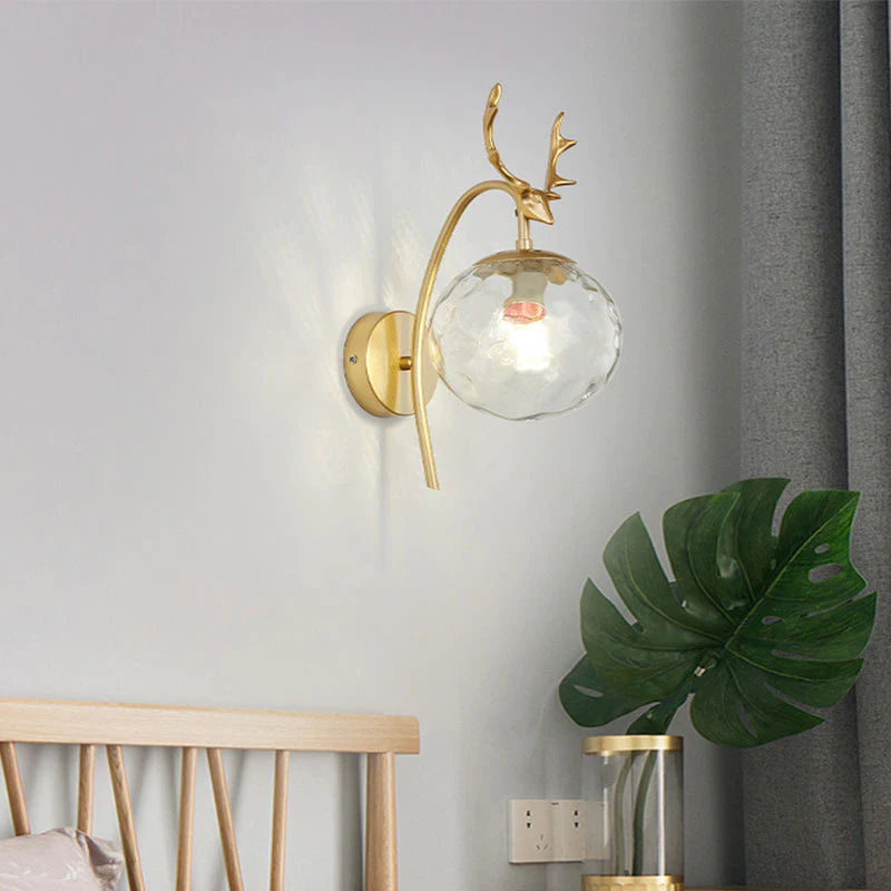 Valentina Modern Art Deer Bedside LED Indoor Wall Lamp Glass Living Room Bed Room Dining Room