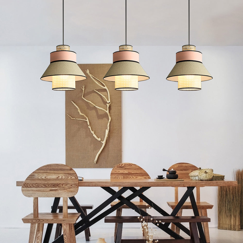 Ritta Fabric/Rattan Pendant Light, 2 Style