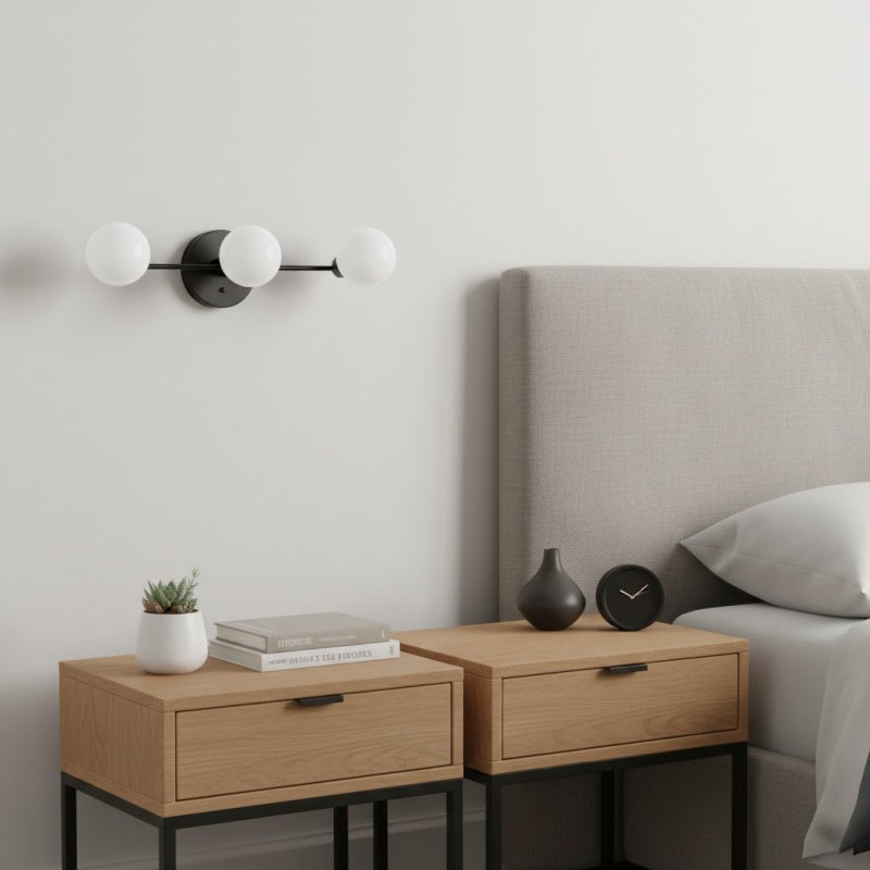 Pearl 3-Light Milk Glass Globe Wall Sconce Mid-Century Light