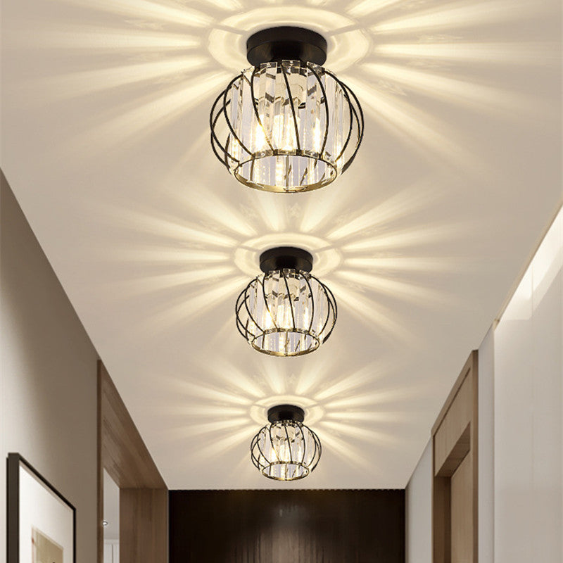 Modern Globe Crystal Cage Ceiling Light