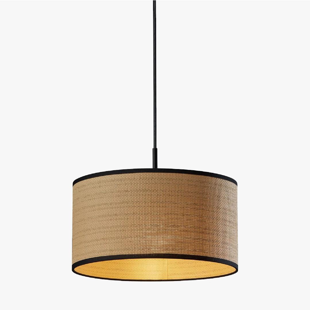 Rowan Linen Drum Pendant Light Transitional Living