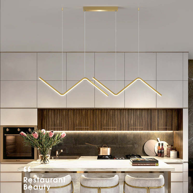 Arisha Modern Wavy Linear Pendant Light Double