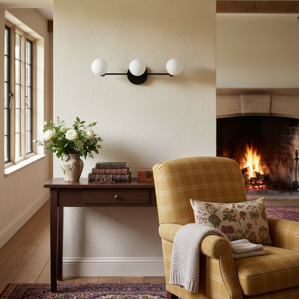 Pearl 3-Light Milk Glass Globe Wall Sconce Mid-Century Light