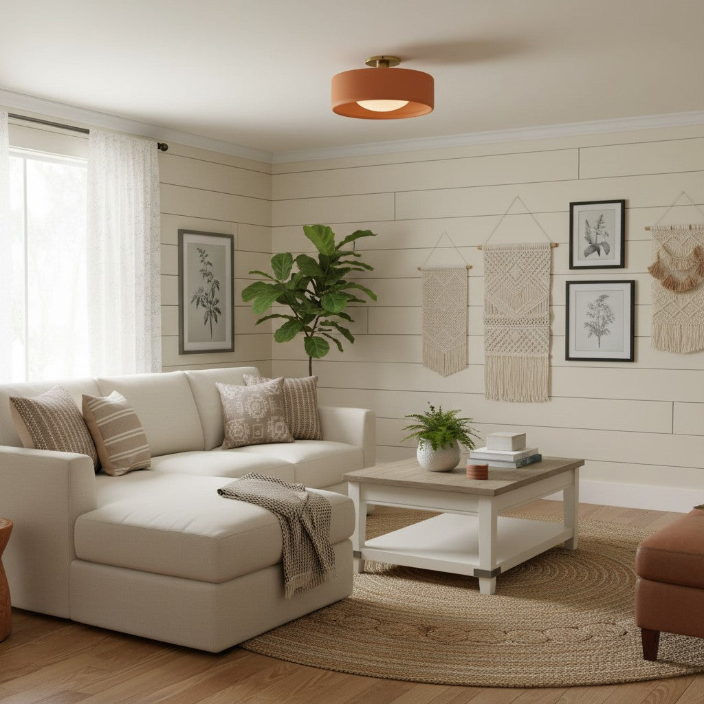 Kiln Porcelain Drum Ceiling Light