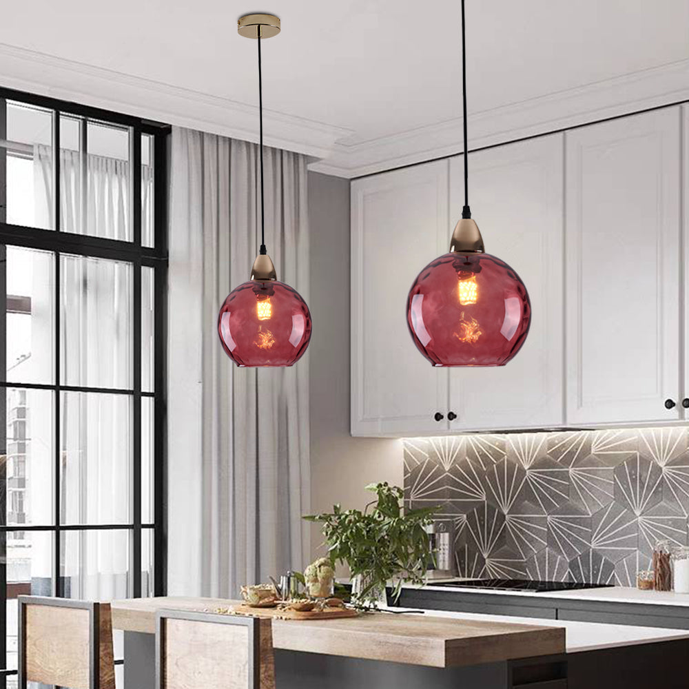 Valentina Colorful Glass Ball Pendant Light Water Ripple Living Room - image 2