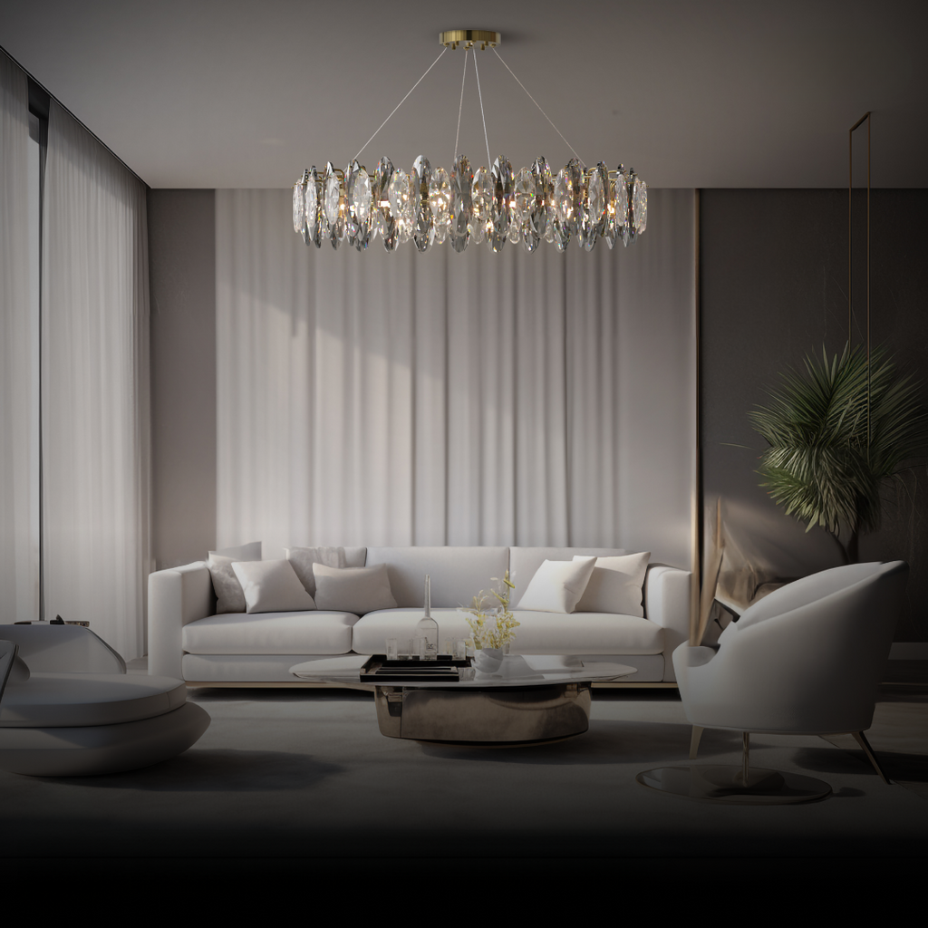 Kristy Crystal Chandelier LED Elliptical Glass Living Room