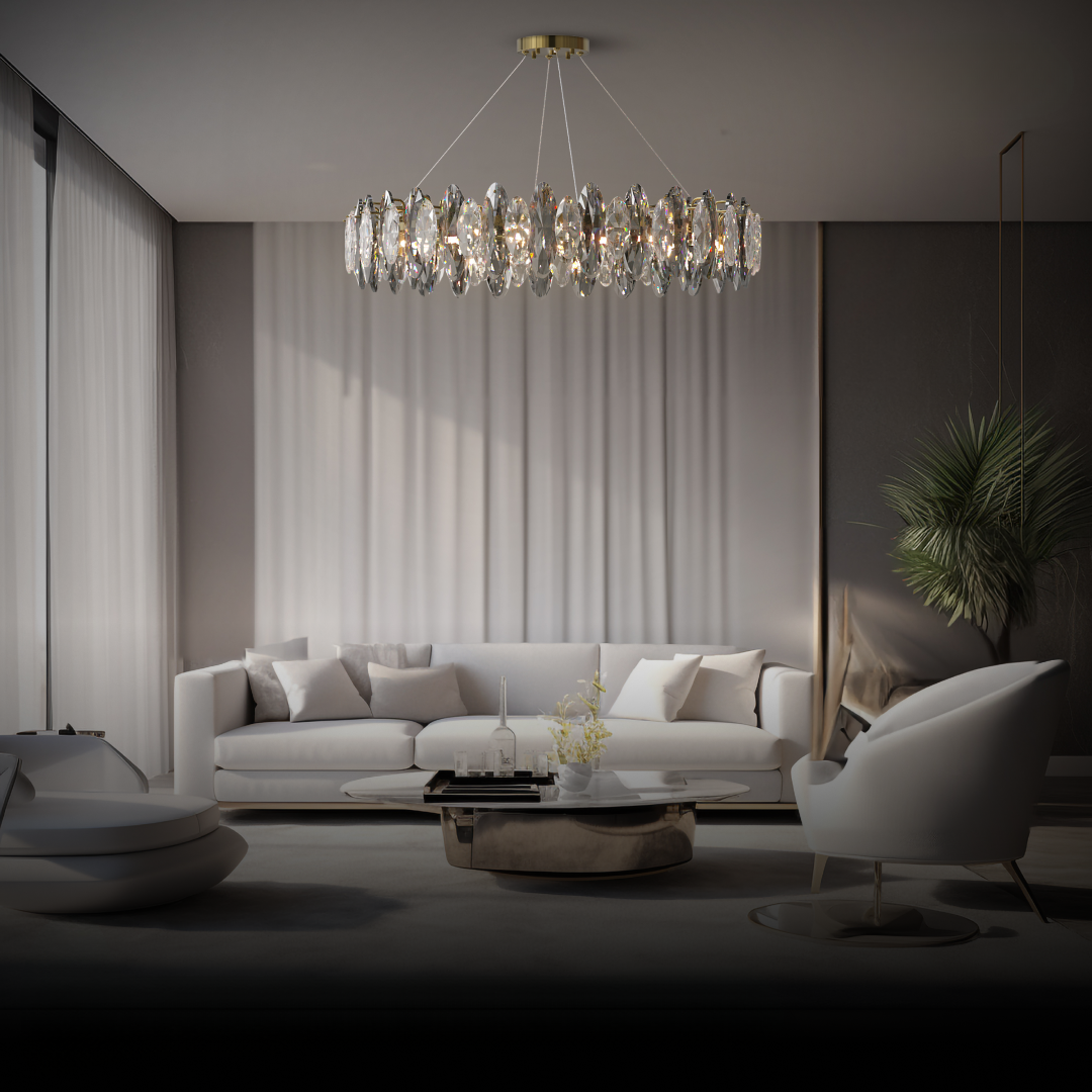Kristy Crystal Chandelier LED Elliptical Glass Living Room