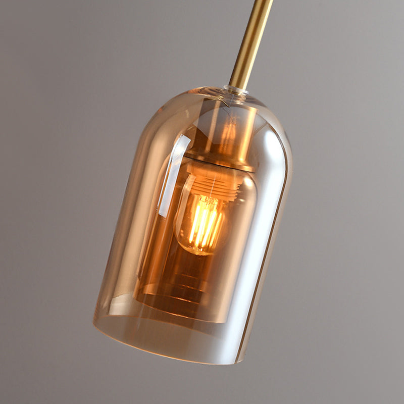 Arisha Modern Cylinder Semi-Flush Mount Glass Ceiling Light, Cognac/Gray