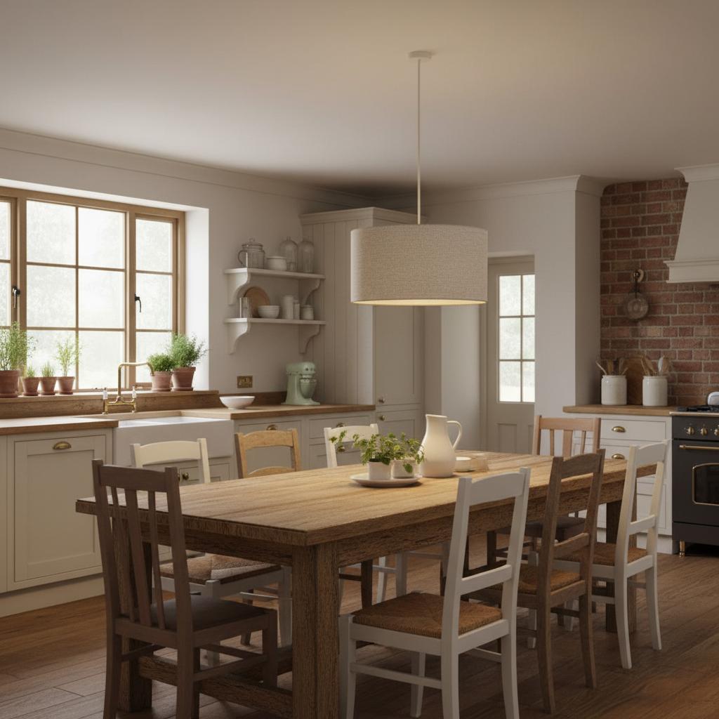 Rowan Linen Drum Pendant Light Transitional Living
