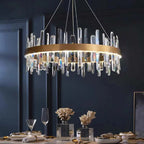 Kristy Modern Crystal Ring Chandelier, Stainless Steel & Crystal