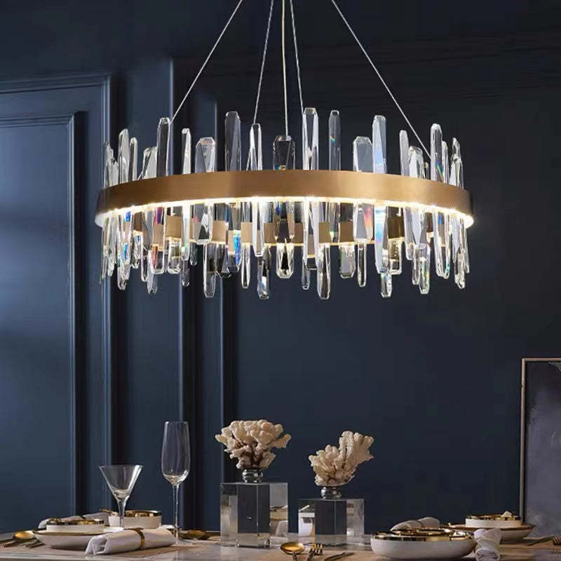 Kristy Modern Crystal Ring Chandelier, Stainless Steel & Crystal