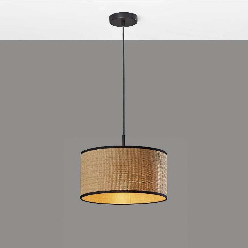 Rowan Linen Drum Pendant Light Transitional Living
