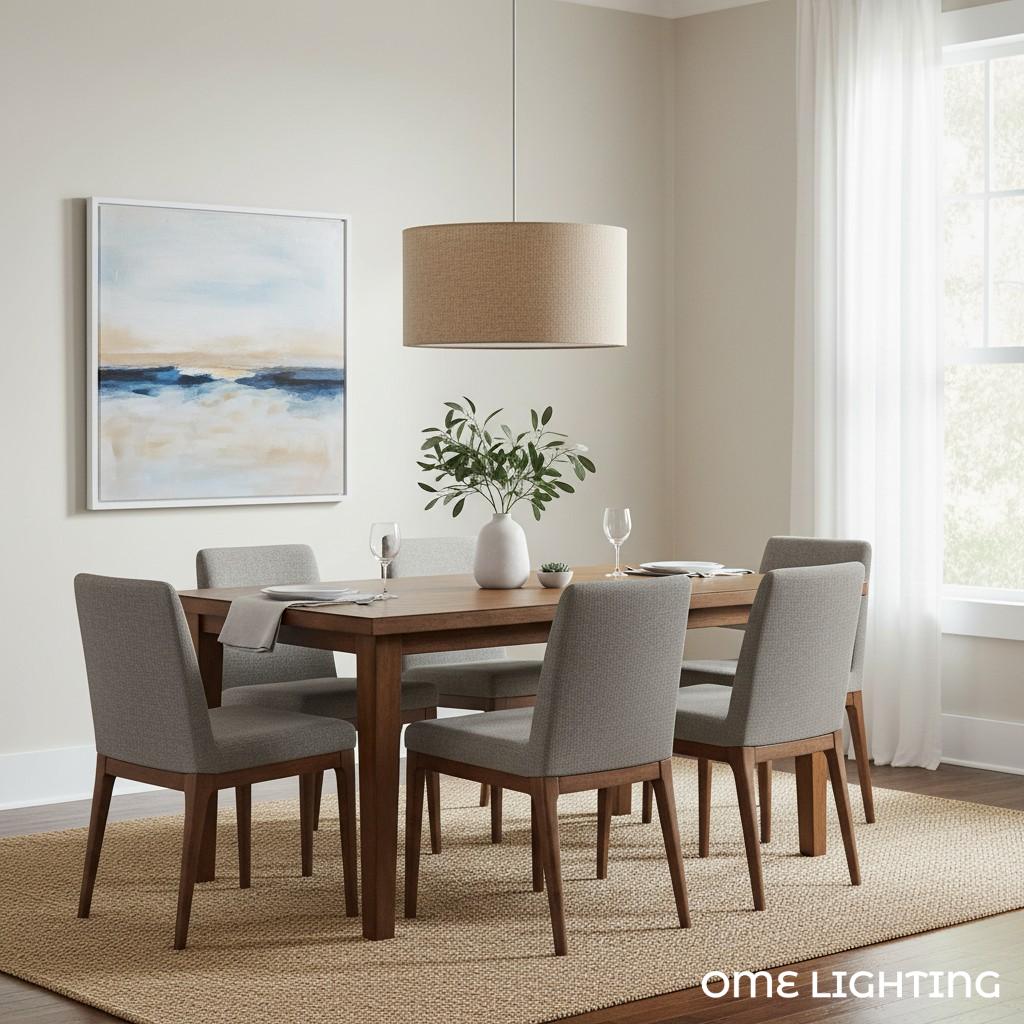 Rowan Linen Drum Pendant Light Transitional Living