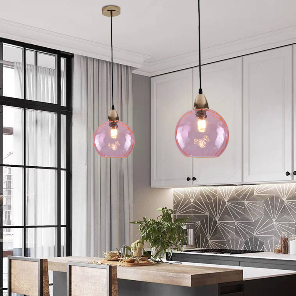 Valentina Colorful Glass Ball Pendant Light Water Ripple Living Room - Letslighting