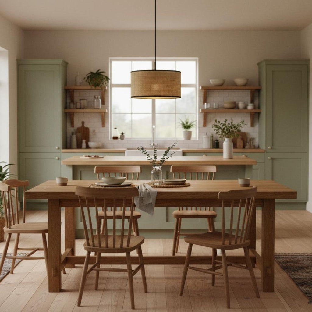 Rowan Linen Drum Pendant Light Transitional Living