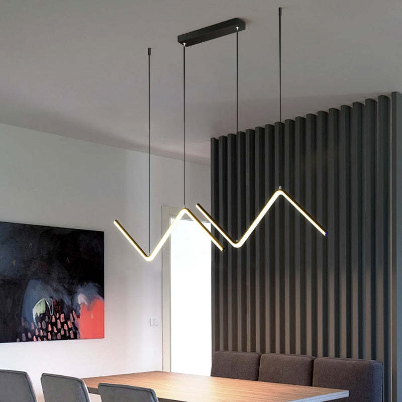 Arisha Modern Wavy Linear Pendant Light Double