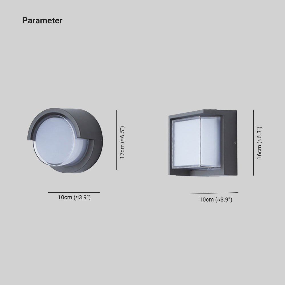 Ray Modern Round Rectangular Acrylic Outdoor Wall Lamp