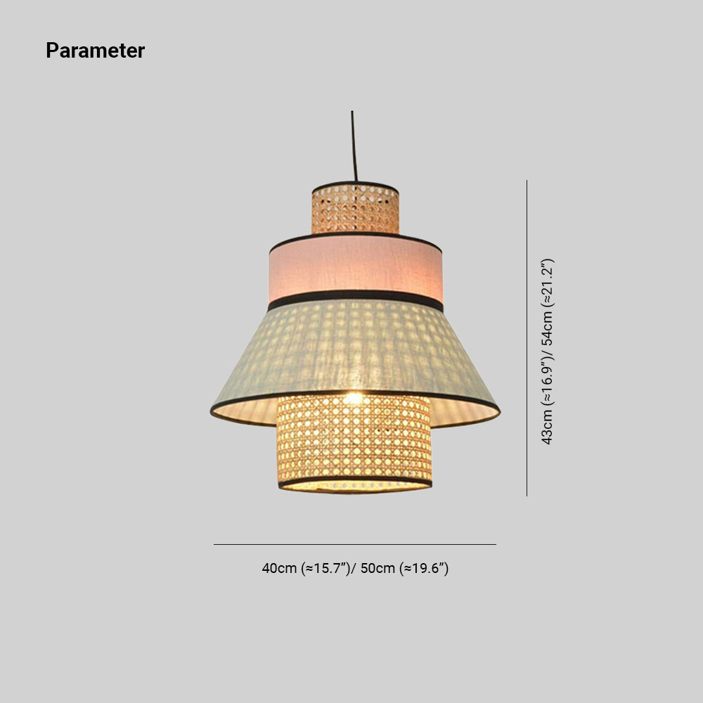 Ritta Fabric/Rattan Pendant Light, 2 Style
