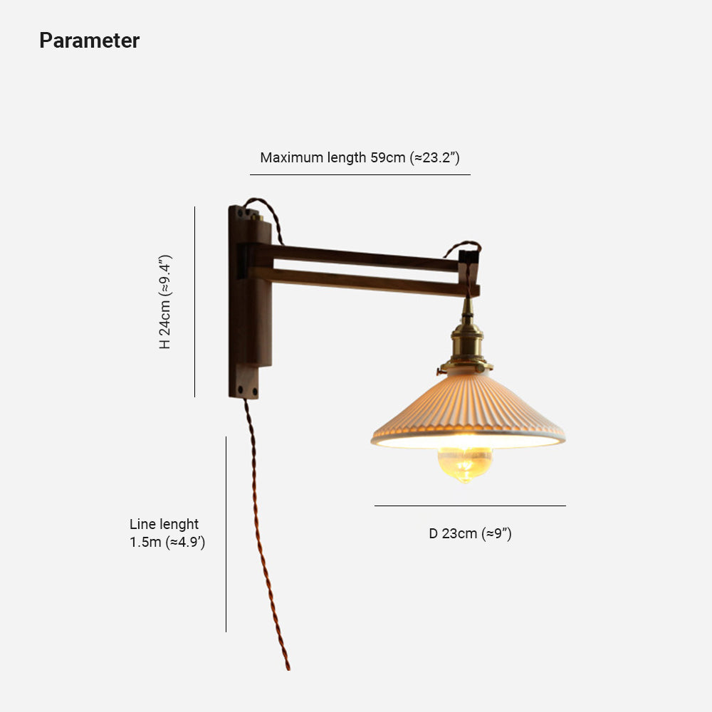 Muto Vintage Dome Ceramic/Wood Wall Lamp