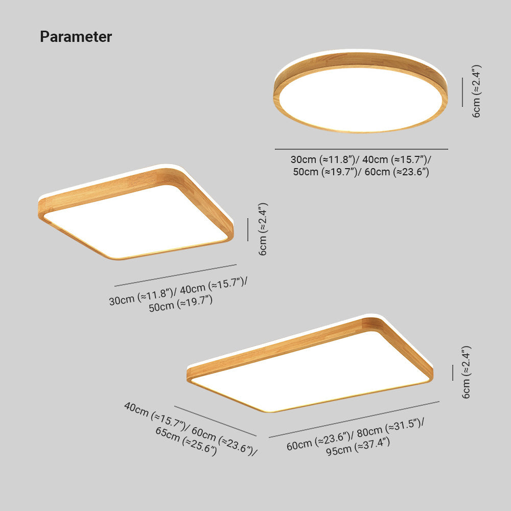 Muto Nordic Acrylic/Wood Flush Mount Ceiling Light Wood