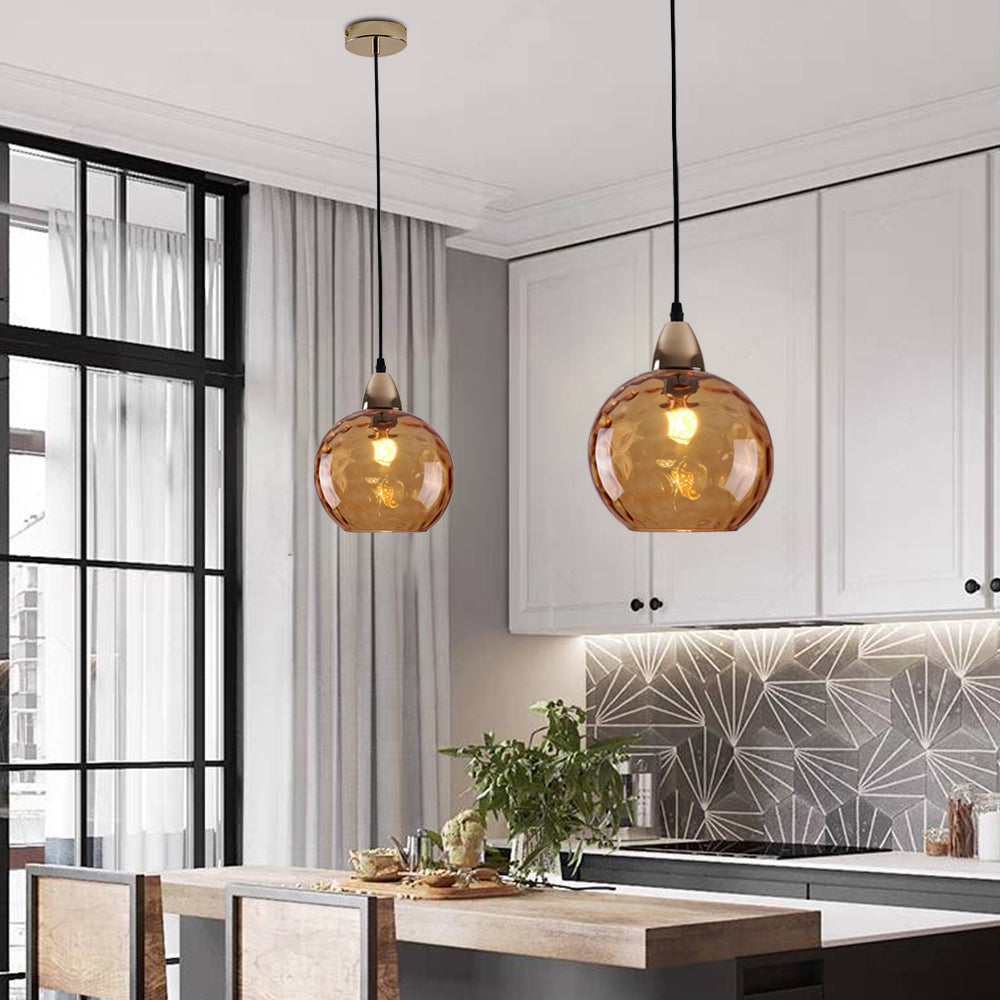 Valentina Colorful Glass Ball Pendant Light Water Ripple Living Room - Letslighting
