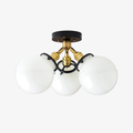 Pearl Glass White Mid Century Flush Ceiling Lamp
