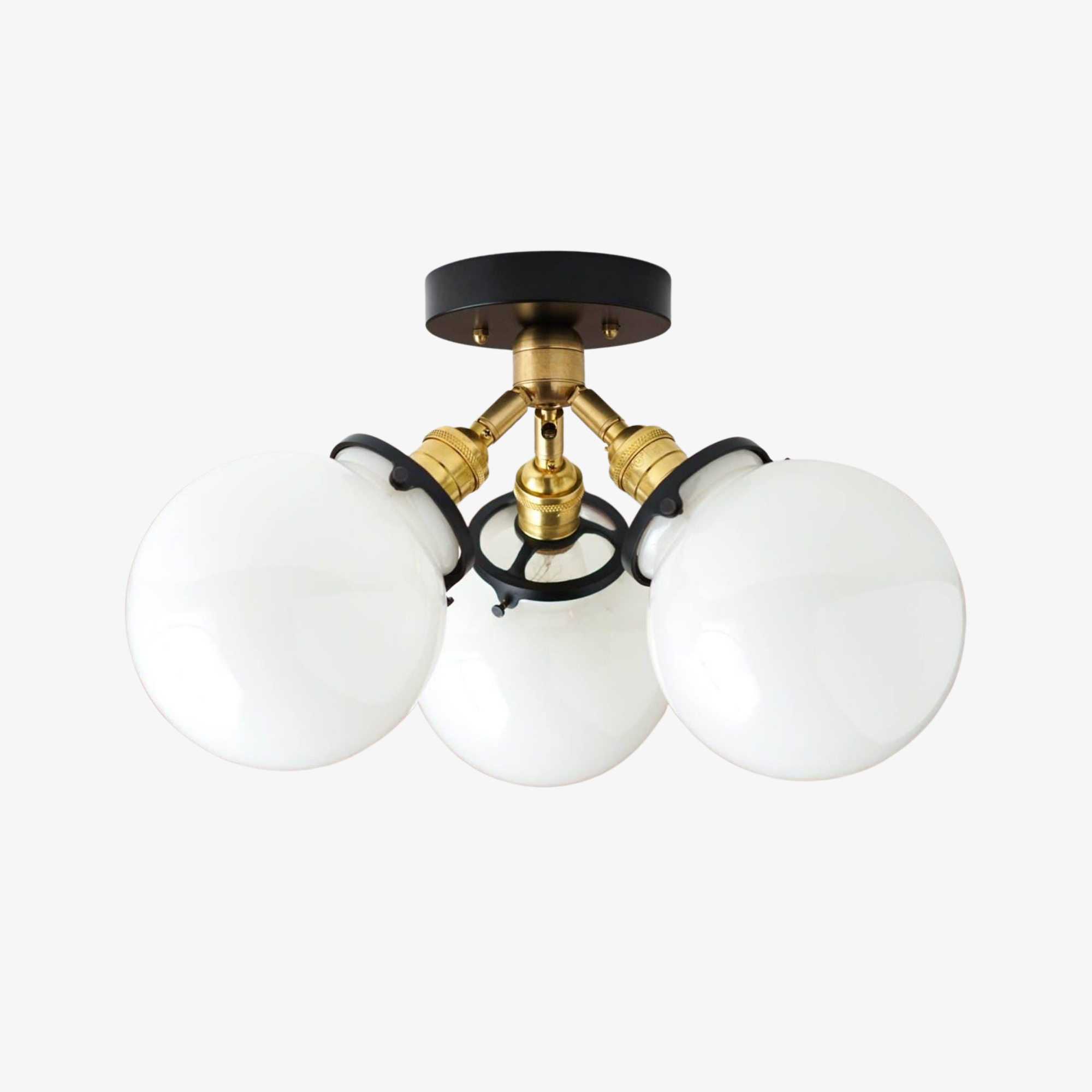 Pearl Glass White Mid Century Flush Ceiling Lamp