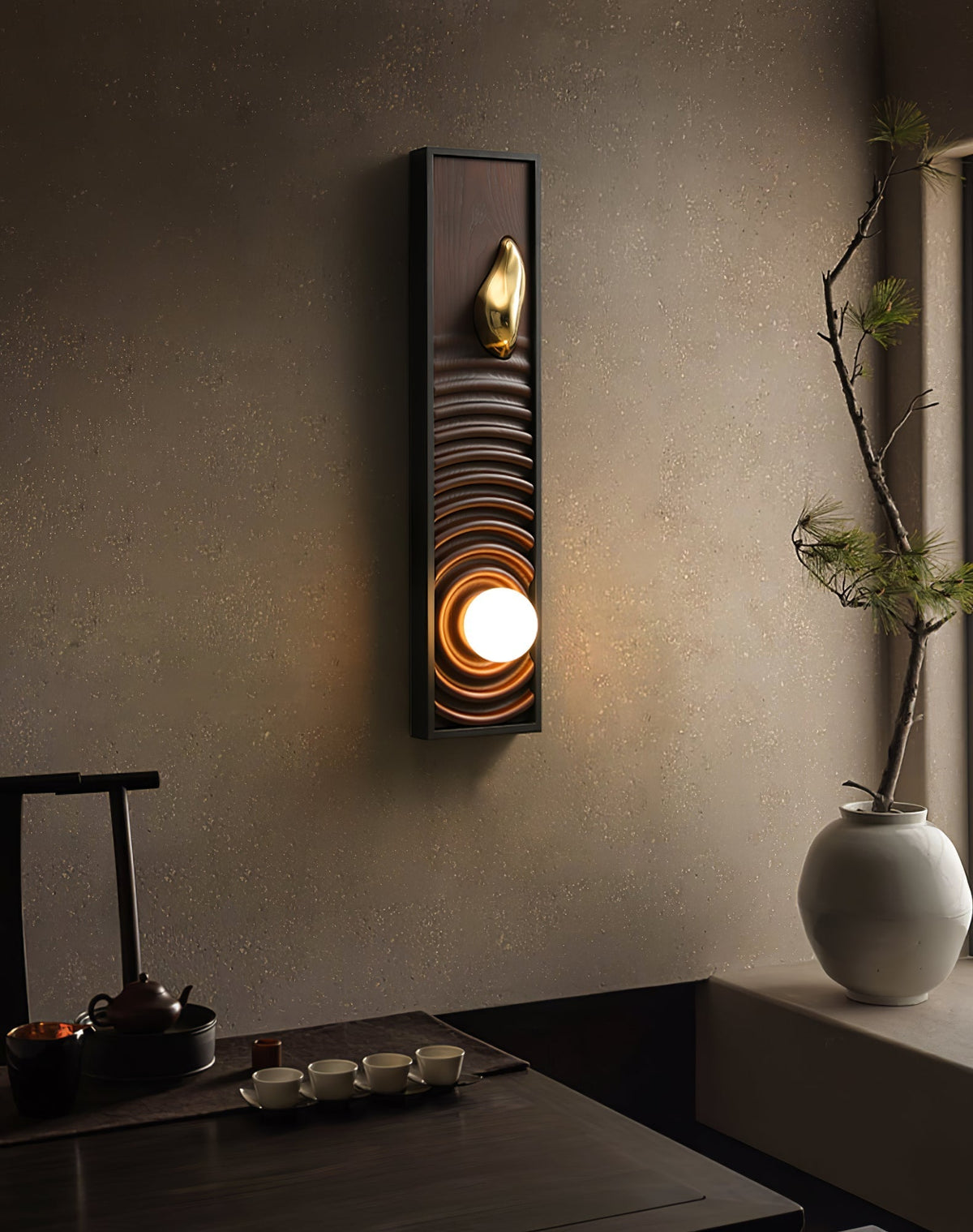 Caleb Vintage Wood Wall Lamp