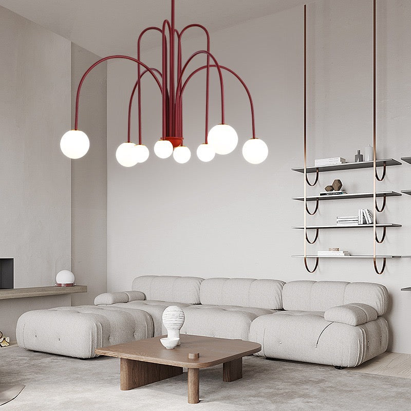 Aria  Glass Pendant Light Black Red Gold