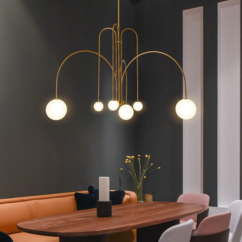 Aria  Glass Pendant Light Black Red Gold