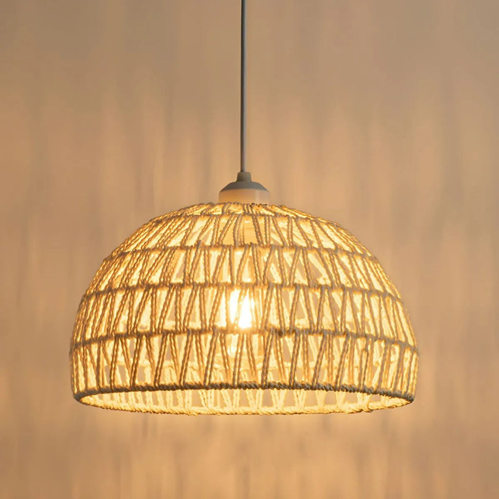 Ritta Retro LED Pendant Light Wood Rattan Bedroom Restaurant