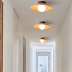 Muto Vintage Flush Mount Ceiling Light Wood Glass Bar Hotels