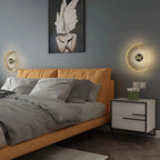 Arisha Modern Clock LED Indoor Wall Lamp Wood Living Room Bedroom Dining Room
