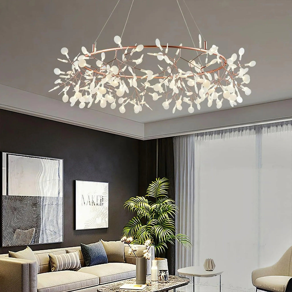 Olivia Unique Round Sputnik Art Deco Firefly Chandelier Living Room/ Bedroom