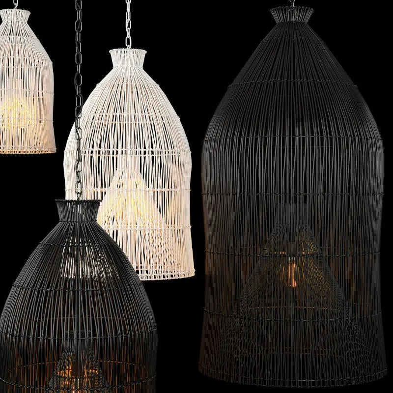 Ritta Design Birdcage LED Pendant Light Rattan Bedroom Living Room