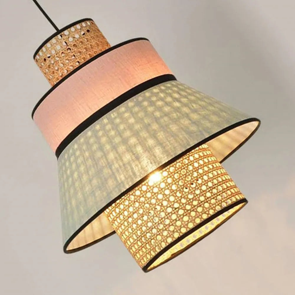 Ritta Fabric/Rattan Pendant Light, 2 Style
