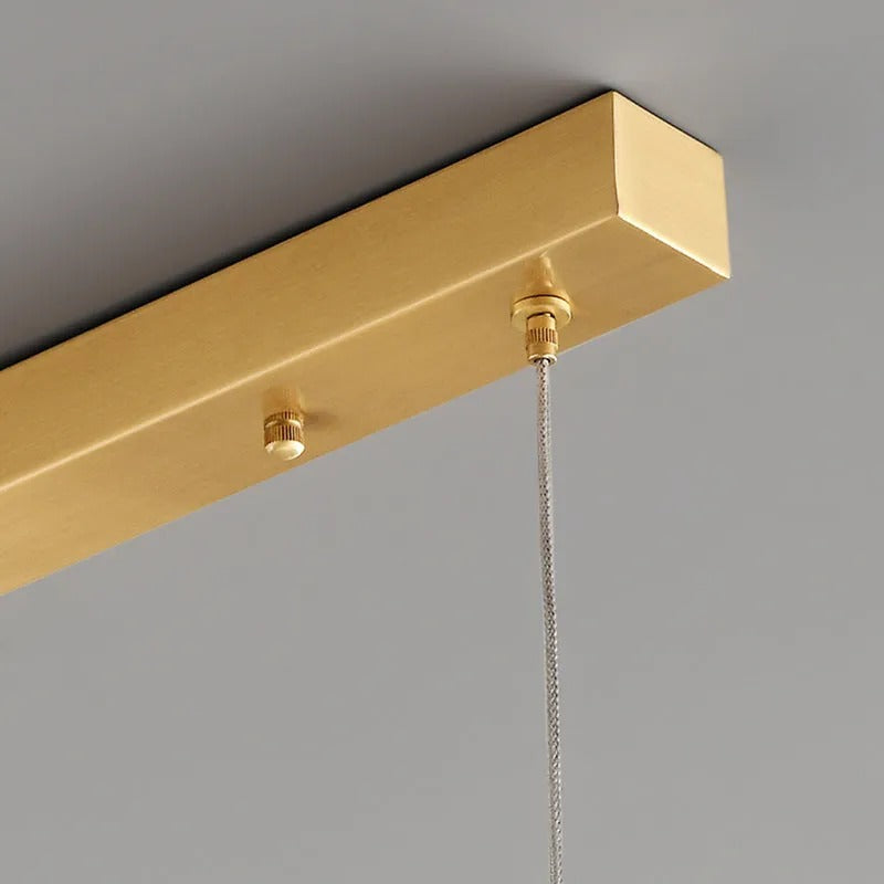 Arisha Modern Nordic Linear Copper Glass Pendant Light Brass