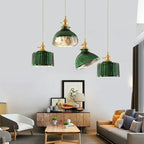 Valentina Retro LED Pendant Light Green Glass Dining Room