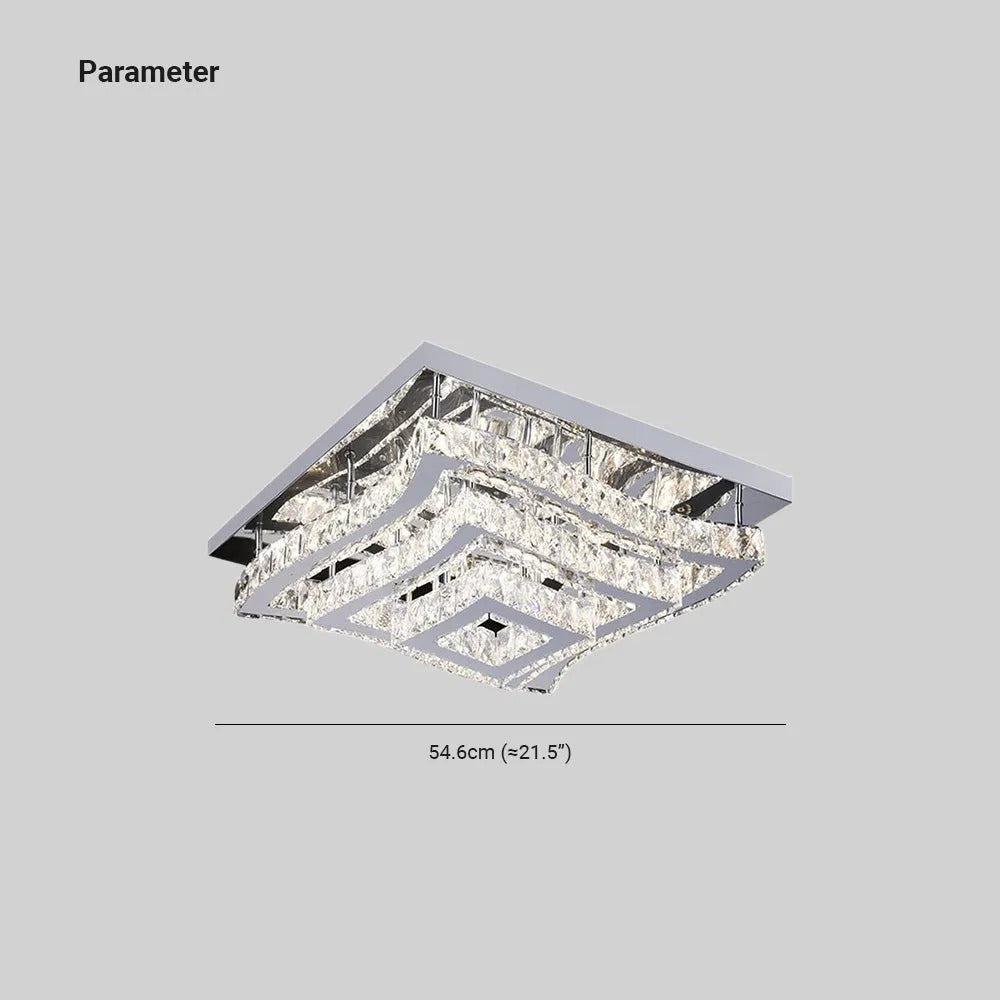 Kristy Luxury Square /Glass Flush Mount Ceiling Light, Living Room