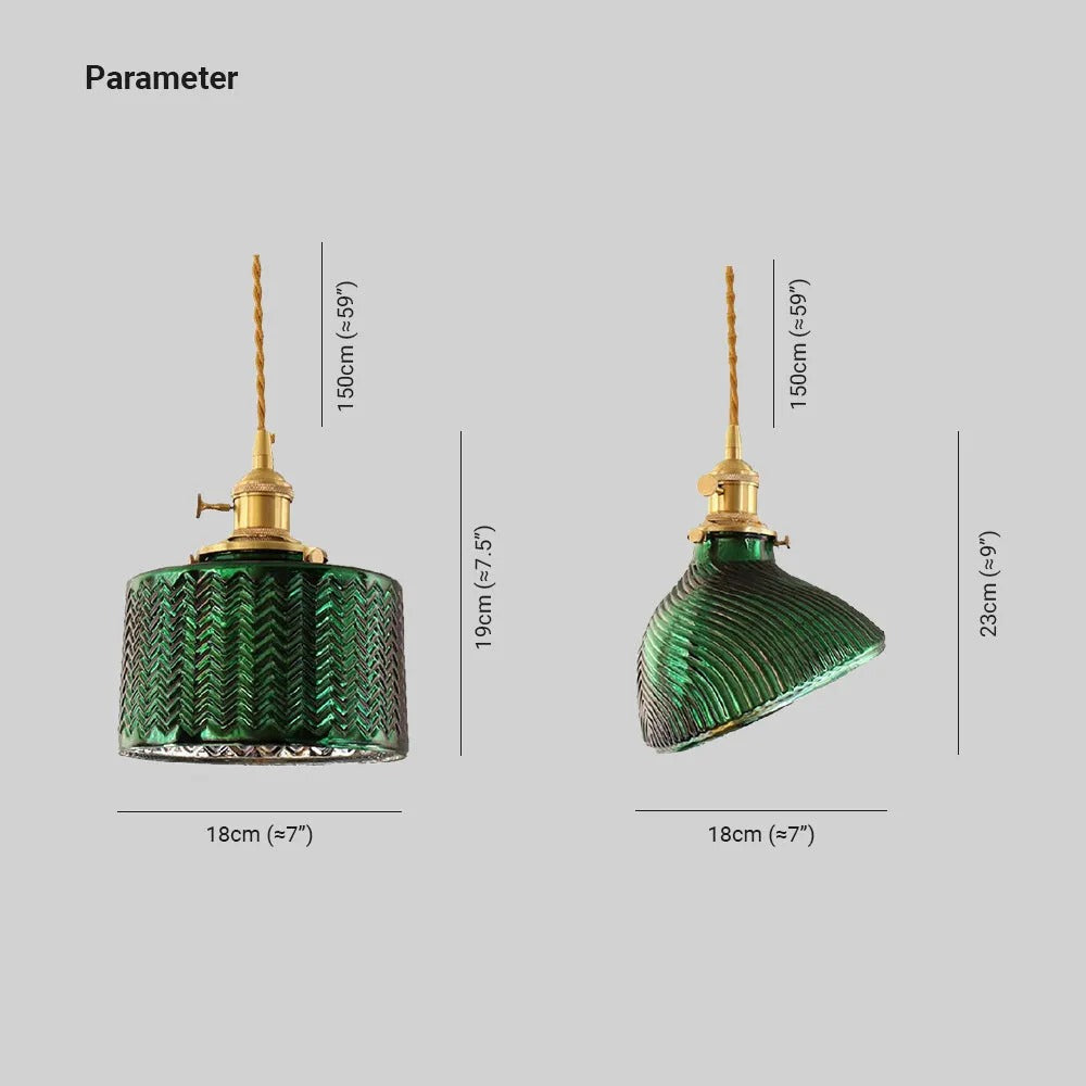 Valentina Retro LED Pendant Light Green Glass Dining Room