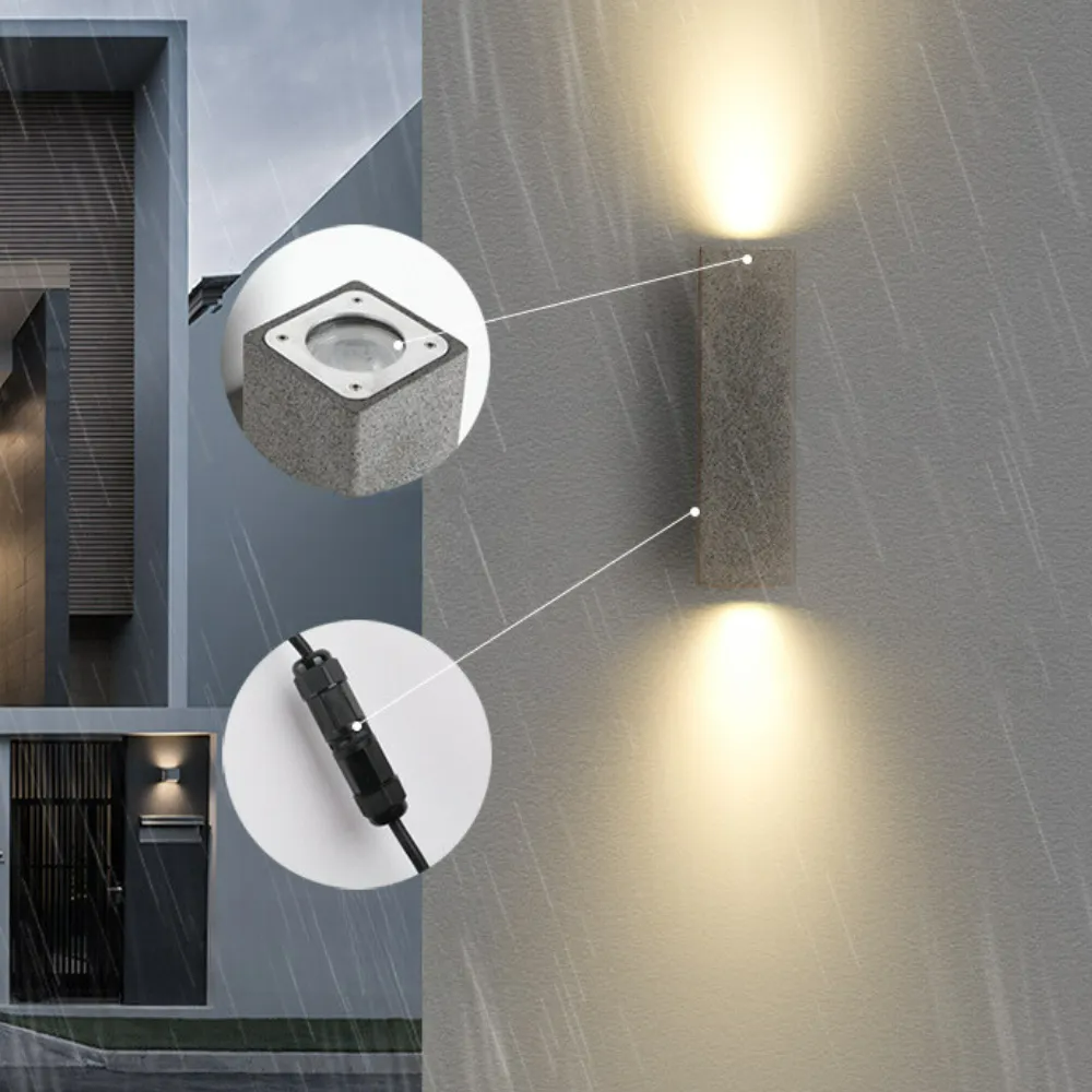 Ray Minimalist Square LED Outdoor Wall Lamp Cement Garden Corridor Balcony