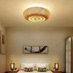 Ritta Rattan Woven Rustic LED Flush Mount Ceiling Light