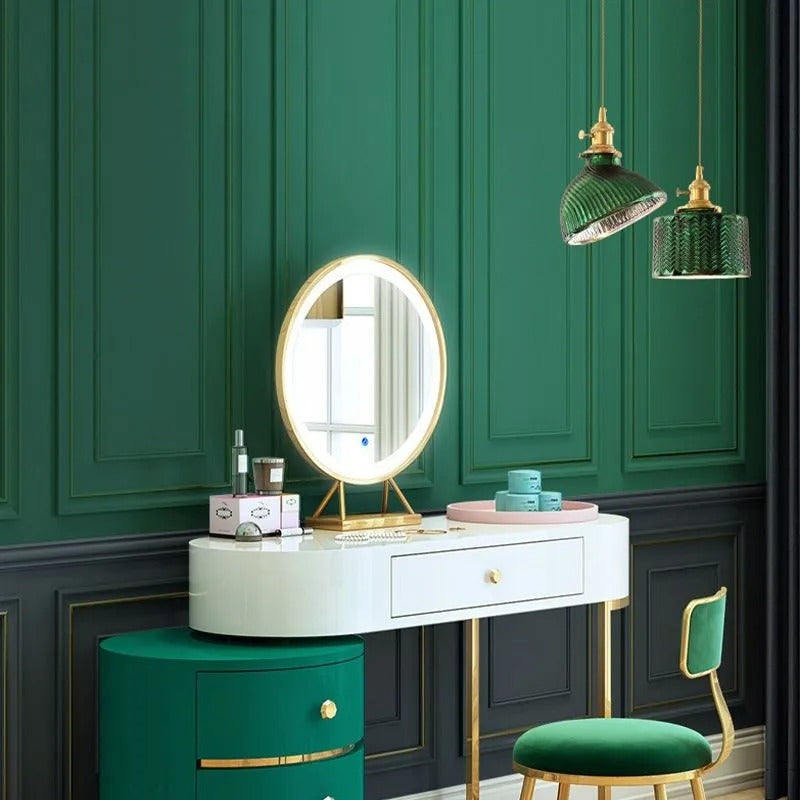 Valentina Retro LED Pendant Light Green Glass Dining Room